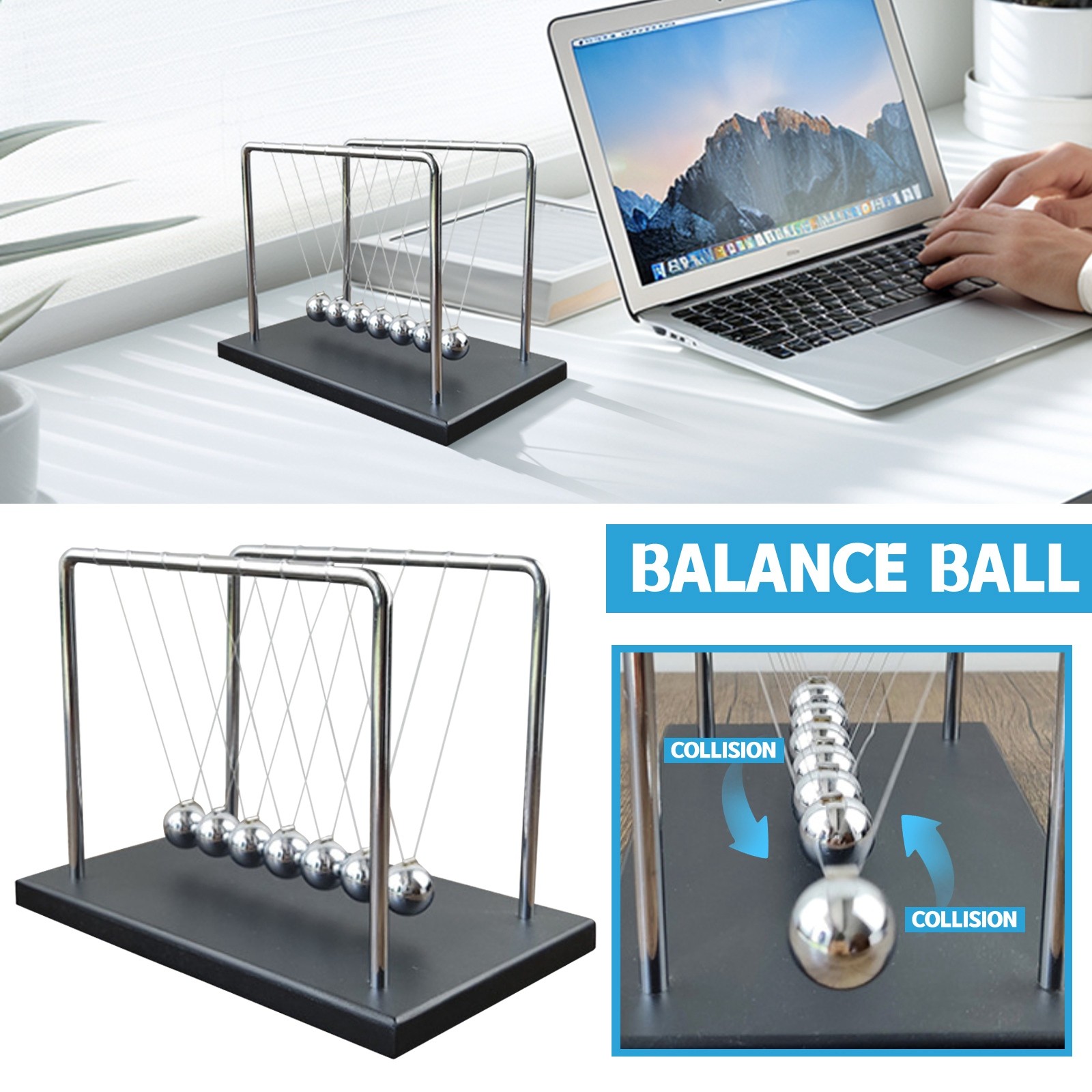 7 Balls Mechanic Curve Newton  - Newton Cradle Large avaliação e preço