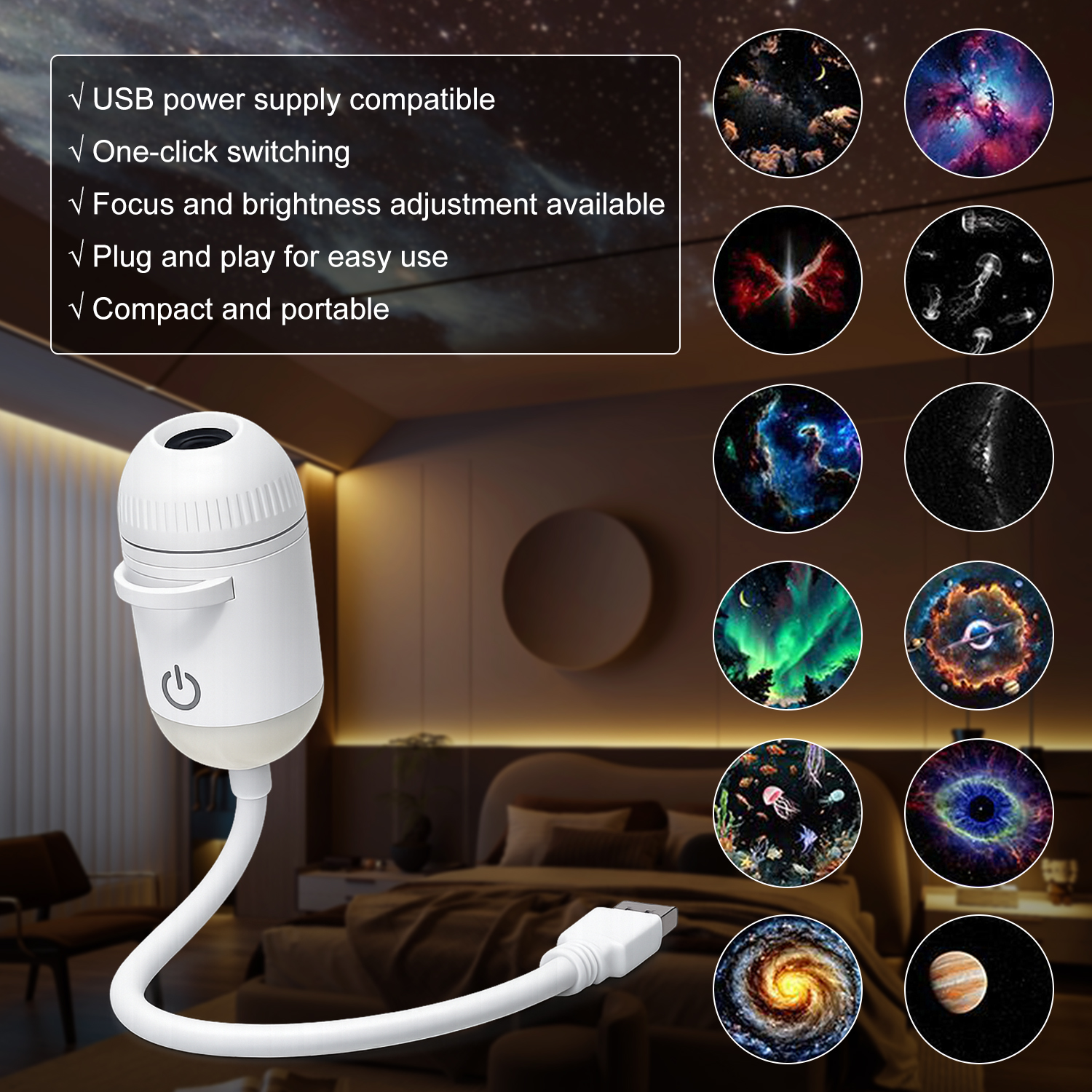 2 In 1 Usb Mini Galaxy Star Pr - Planetarium Projector Home avaliação e preço