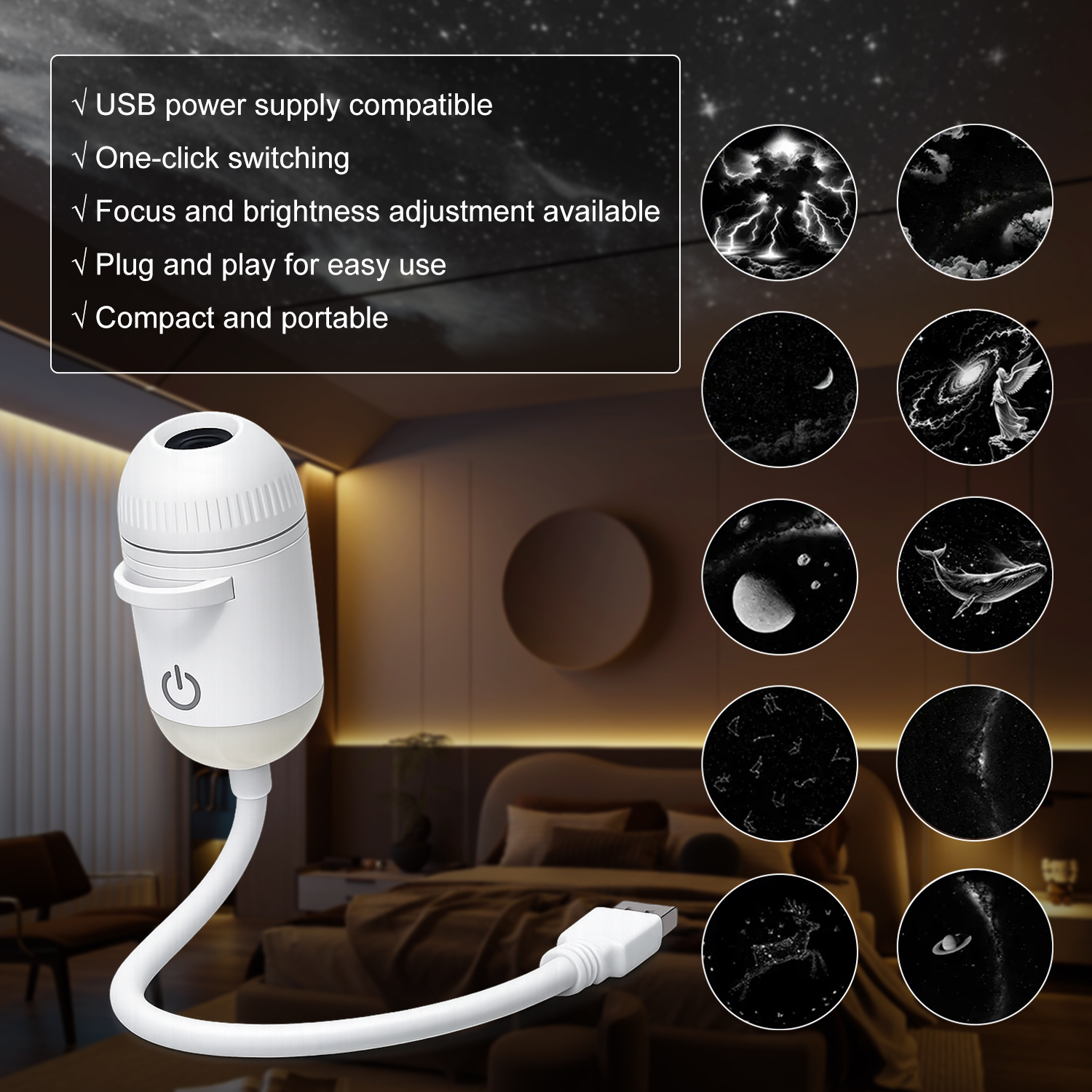 2 In 1 Usb Mini Galaxy Star Pr - Planetarium Projector Home avaliação e preço
